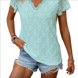 SHEIN Baby Blue Lace Blouse